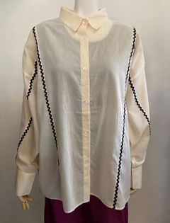 コットンボイル ライン入りシャツ オフ