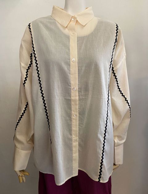 コットンボイル ライン入りシャツ オフ