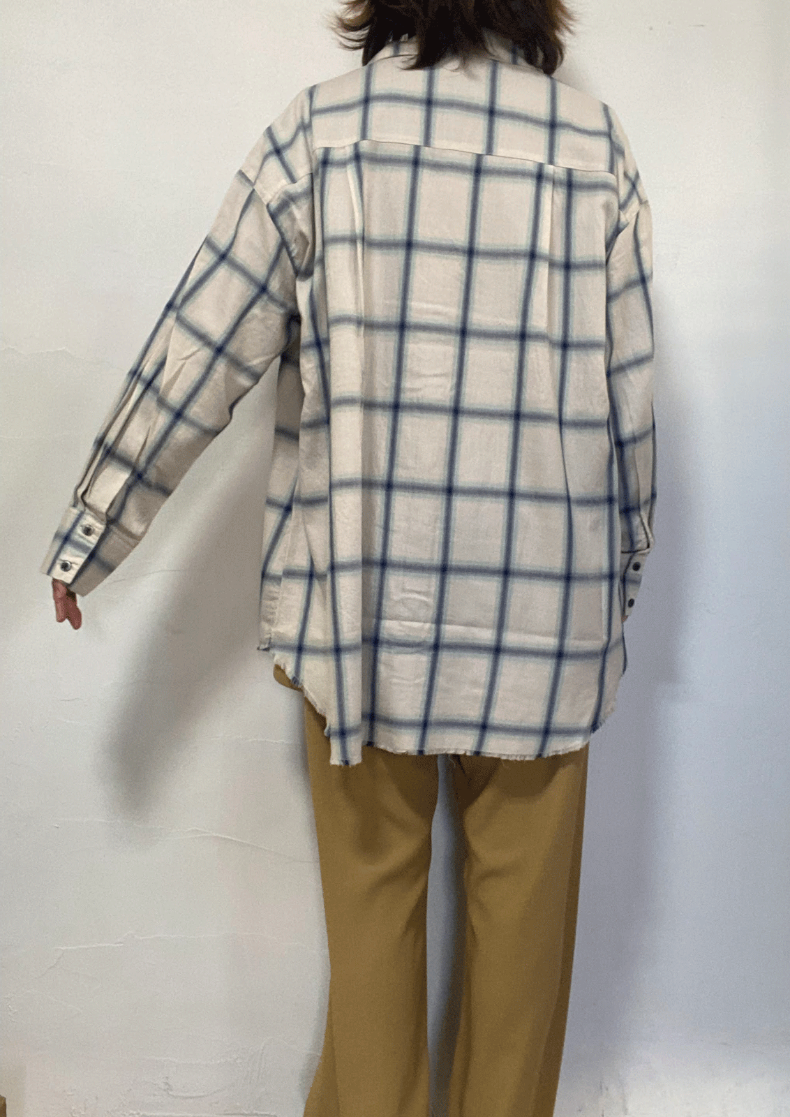先染め チェックオーバーシャツ オフ