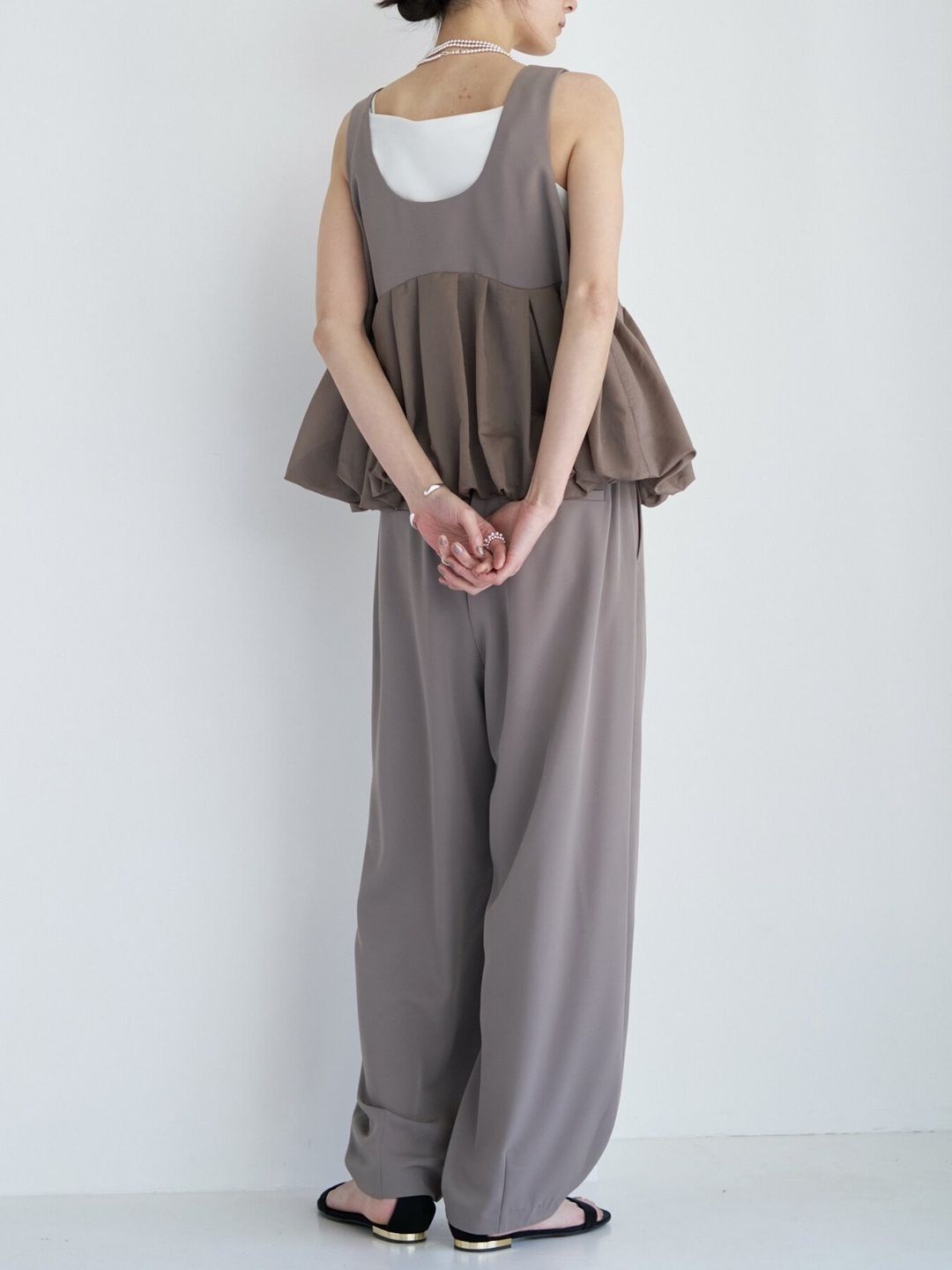 [1263-624MK] 2WAYバルーンビスチェ モカ