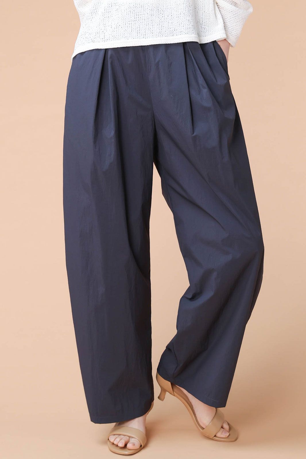 ライトナイロンワイドパンツ ネイビー