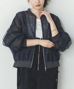 チュールシアーブルゾン ブラックチェック