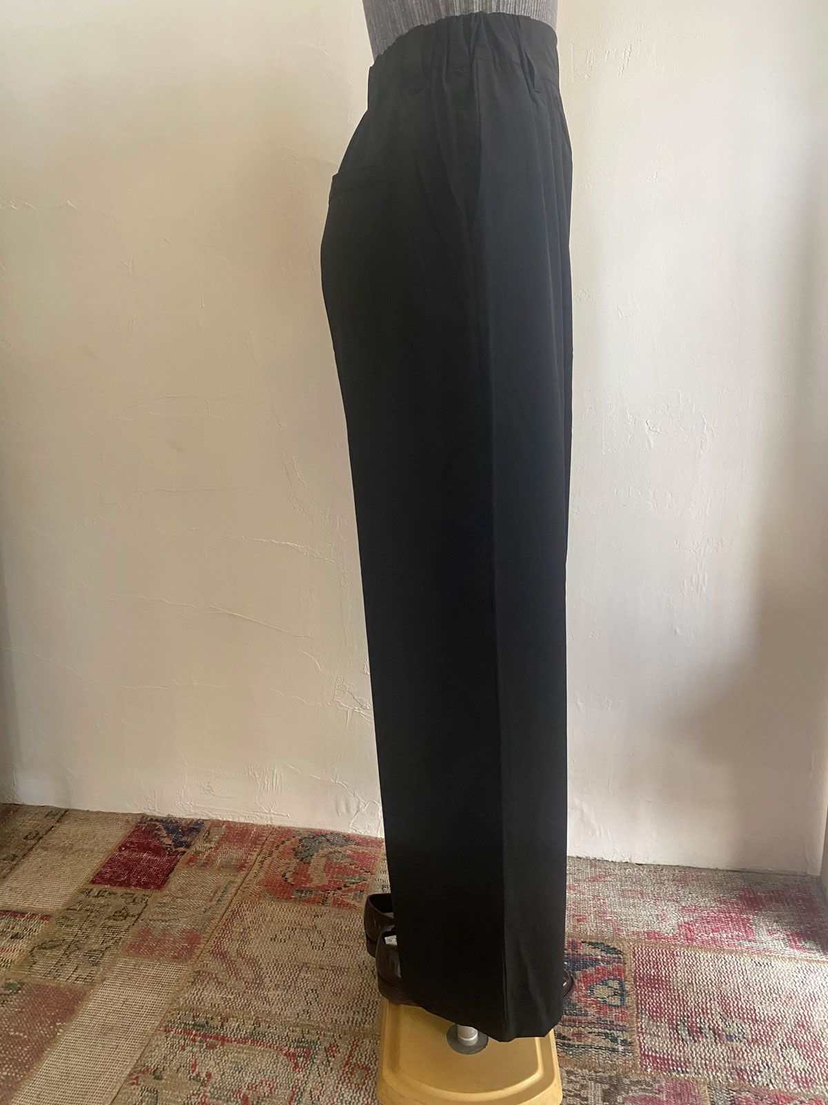 ICE TOUCH 接触冷感厚ワイドストレートパンツ ブラック