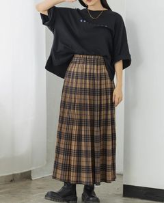 プリーツスカート ブラウン