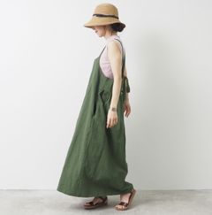 シーチングハンドワッシャーサロペットスカート オリーブ