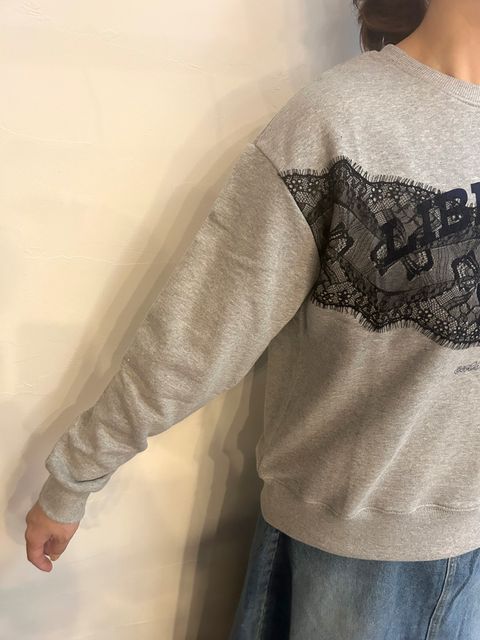 カレッジレーススウェットトップス グレー