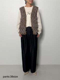 [8556-490NH] チュールレースドッキングベスト ベージュ