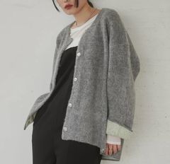 ダブルフェイスニットコート グレー