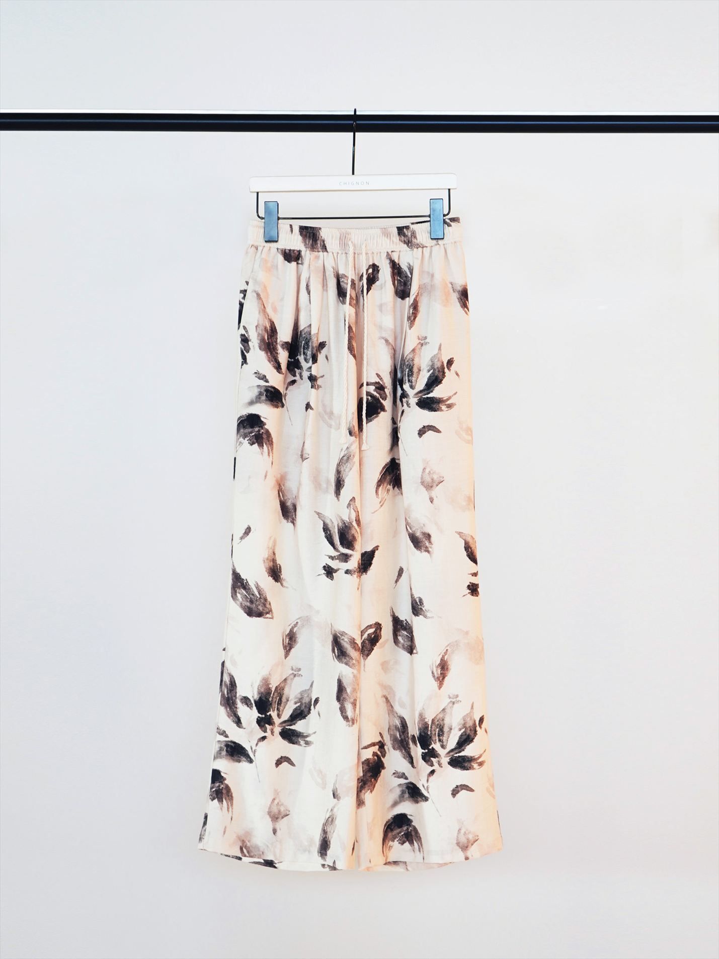 [3961-020KK] フラワープリントイージーPT アイボリー