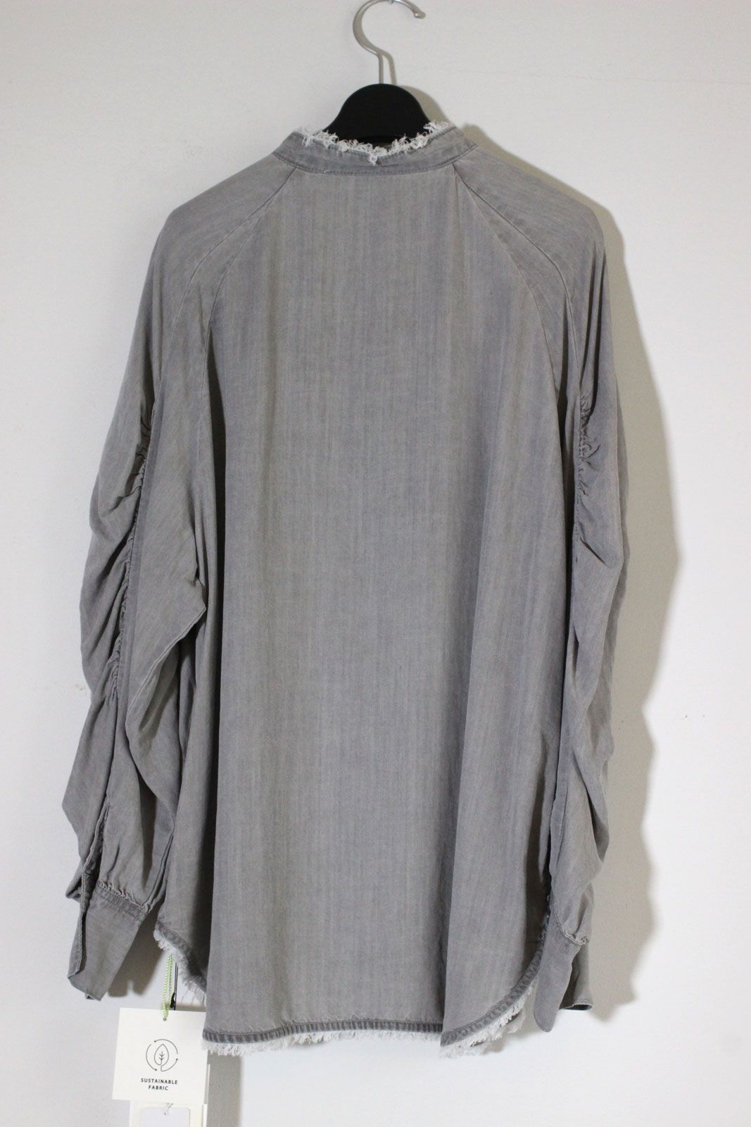 4.5ozテンセルデニムギャザーシャツ グレー