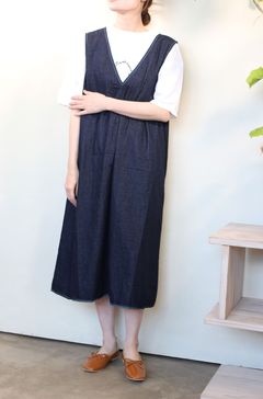 8ozムラデニムジャンパースカート インディゴ