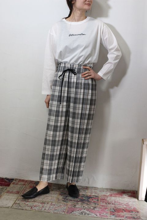 プリーツチャックパンツ グレー