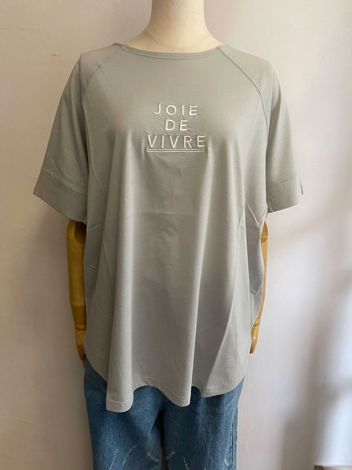 ロゴ刺繍ラグランTシャツ ライトグレー