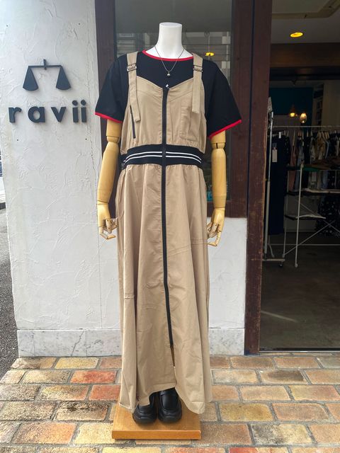 フロントジップミリタリージャンバースカート ベージュ