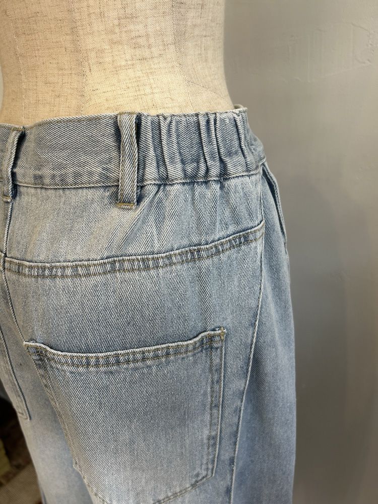 DENIM SIDE-TUCK PANTS インディゴブルー