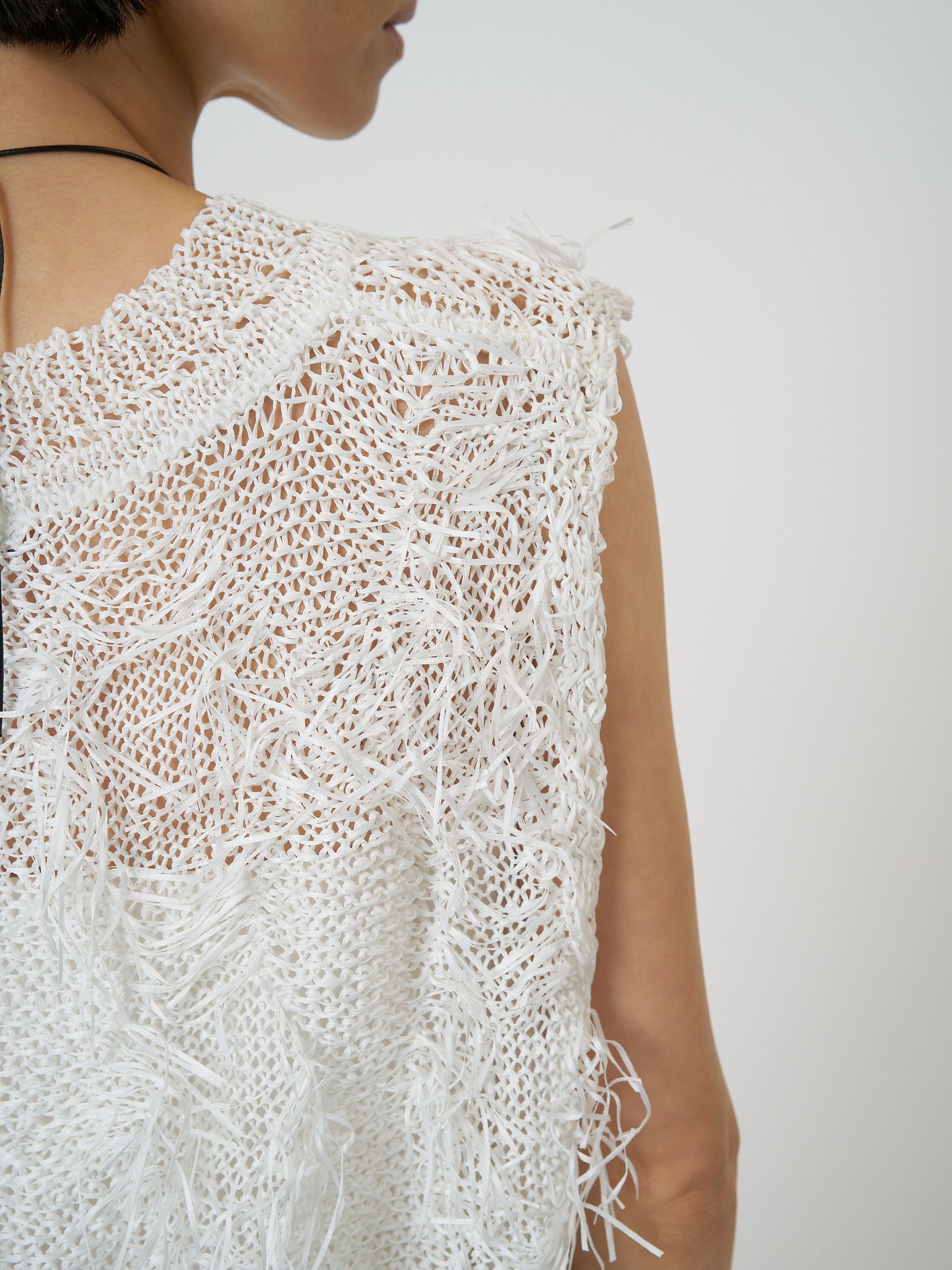 [9261-091GS] カットJQフリンジニットベスト オフホワイト