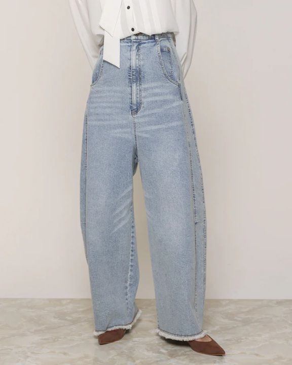 テンセルデニムバレルパンツ バイオウォッシュ