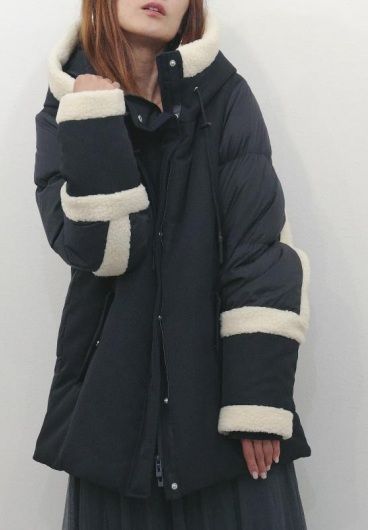 ボアラインダウンジャケット ブラック