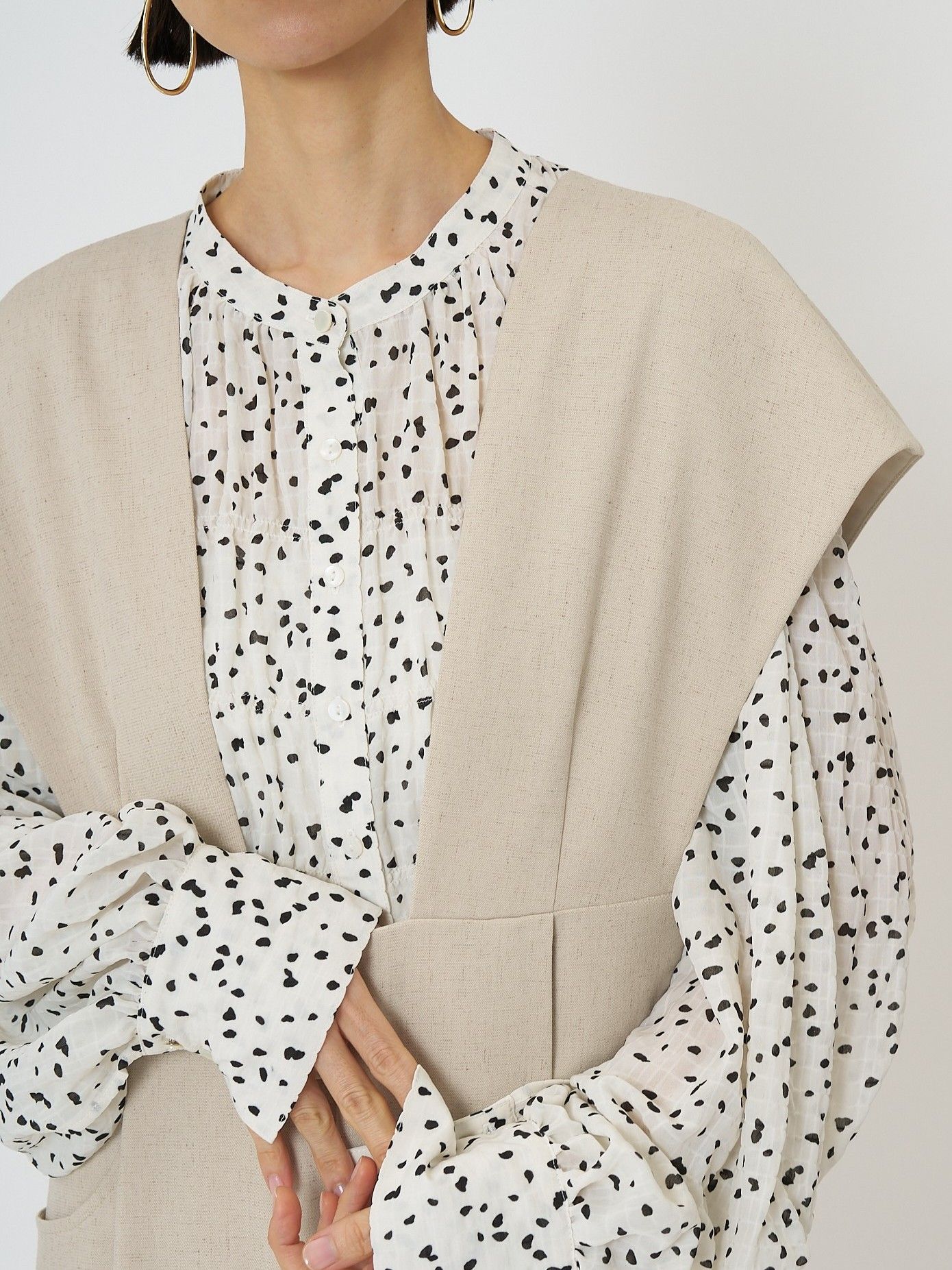 [3861-030MK] ワイドドレープコンビネゾン チャコール