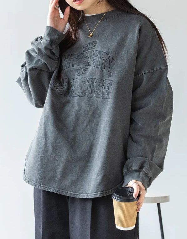 ミニ裏毛刺繍ロゴスウェット グレー