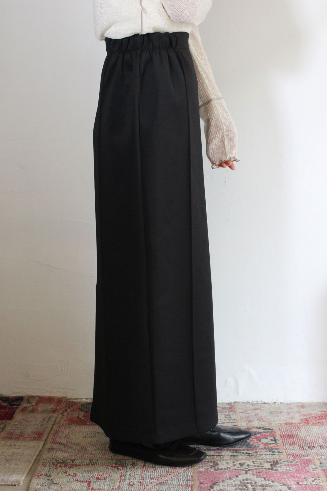 ダンボールニット タイトロングスカート ブラック