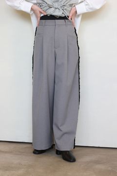 フランネルフリンジワイドパンツ グレー