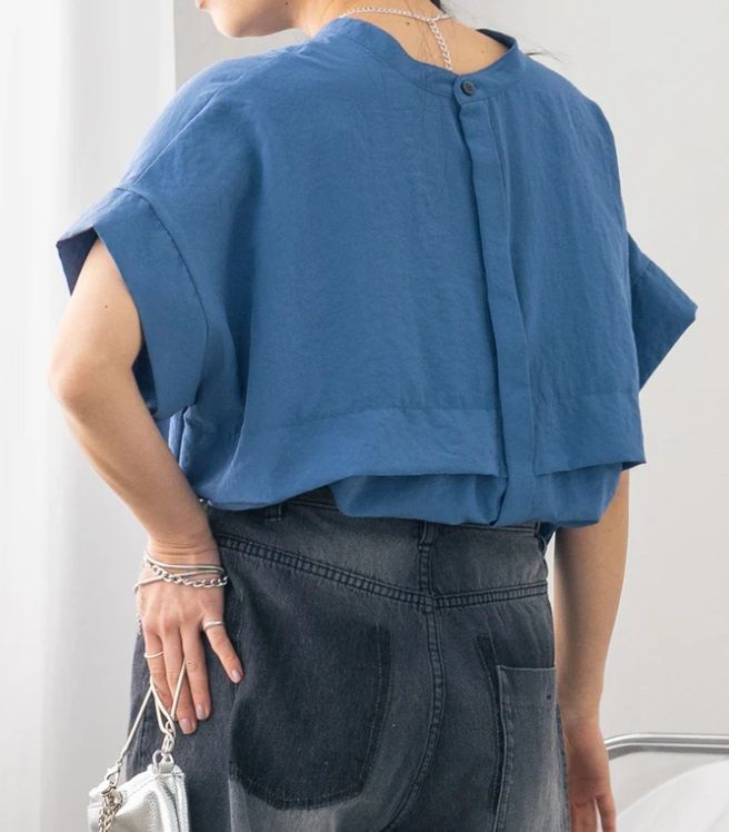 前後2WAYタックブラウス ブルー