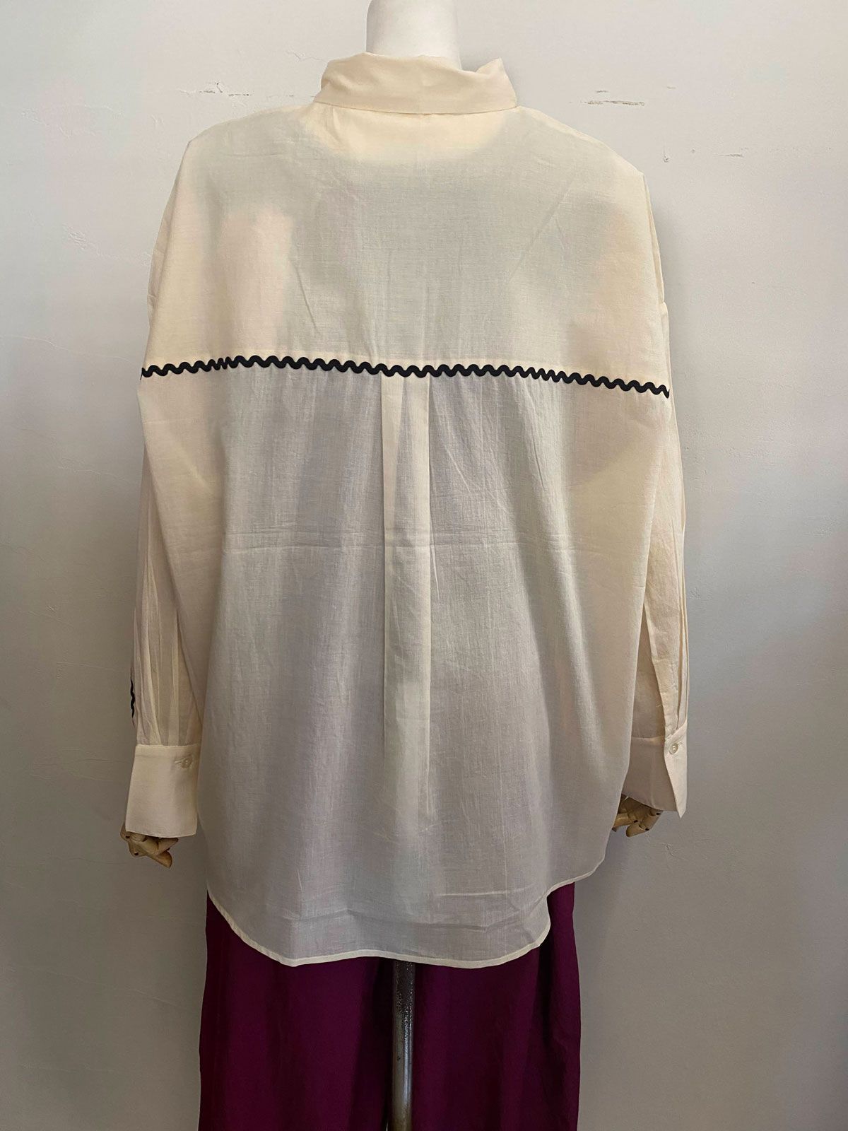 コットンボイル ライン入りシャツ オフ