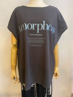 2WAY フレンチオーバーロゴTシャツ チャコール