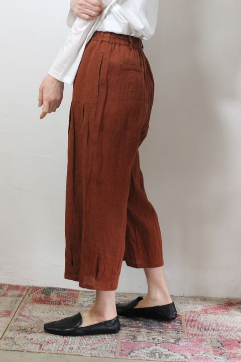 クロップドリネンパンツ オレンジ