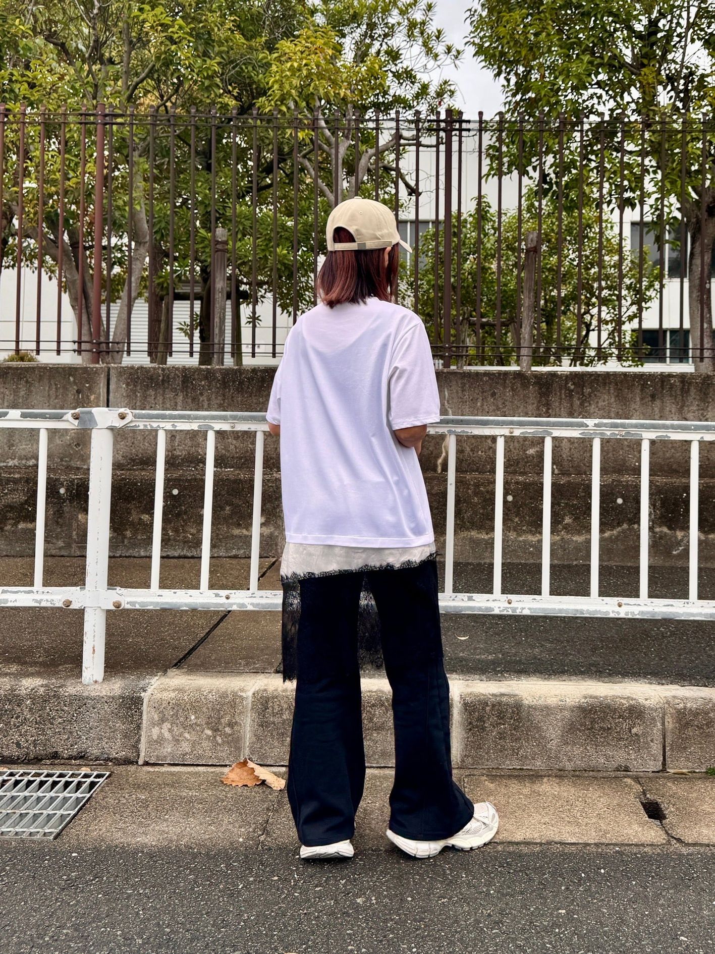 レースレイヤードtee ホワイト