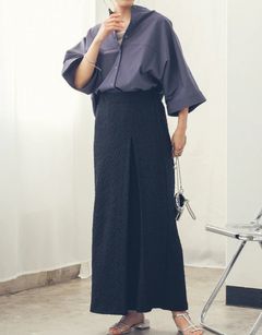 接触冷感ドルマンシャツ インクブルー