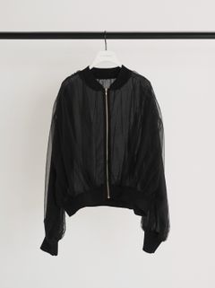 [9861-093GS] チュールボリュームブルゾン ブラック