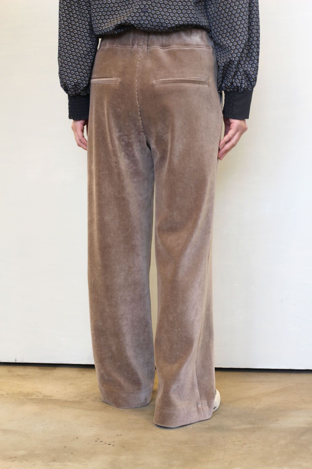 コーデュロイジャージーセミワイドパンツ モカ