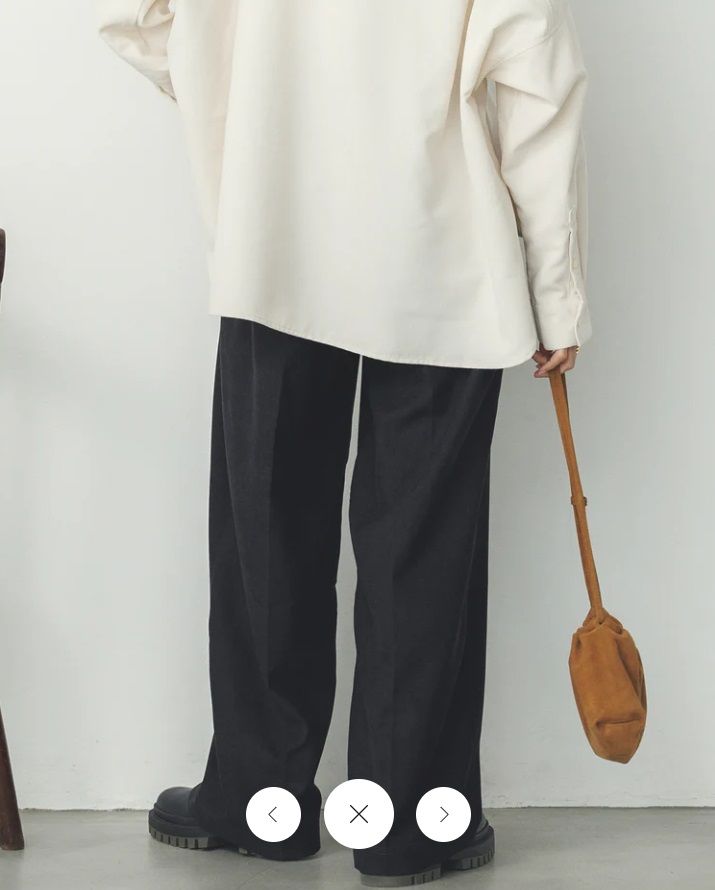 細コール2タックパンツ ブラック