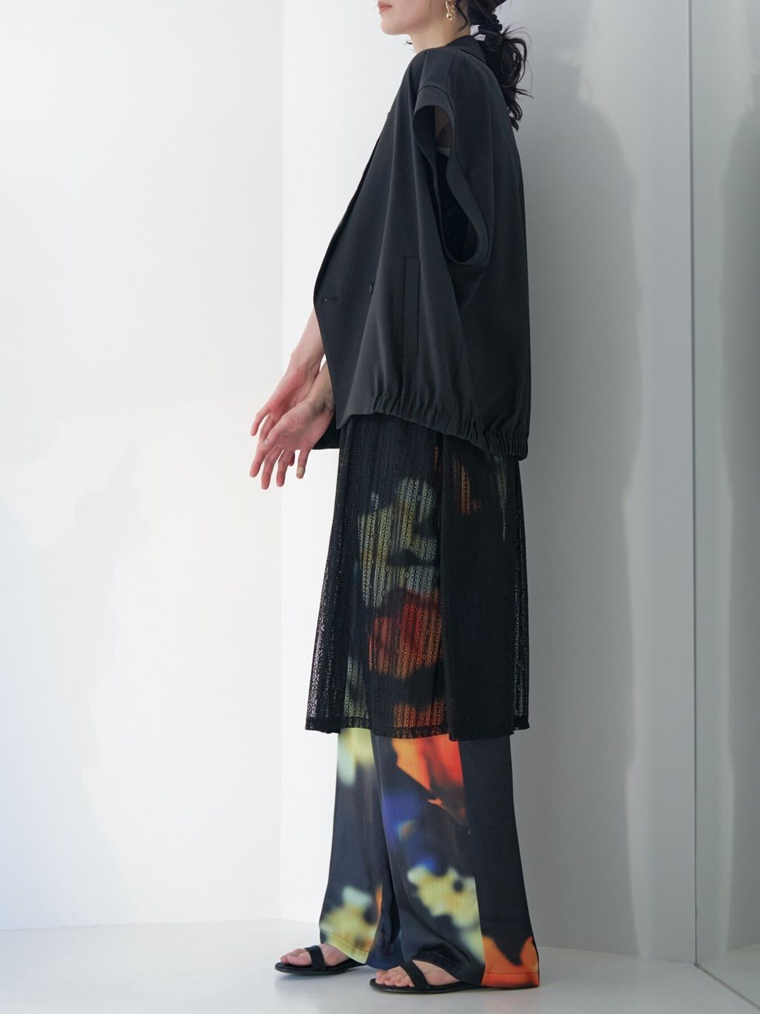 [4263-623MK] オーバーフォルムダブルジレ ブラック