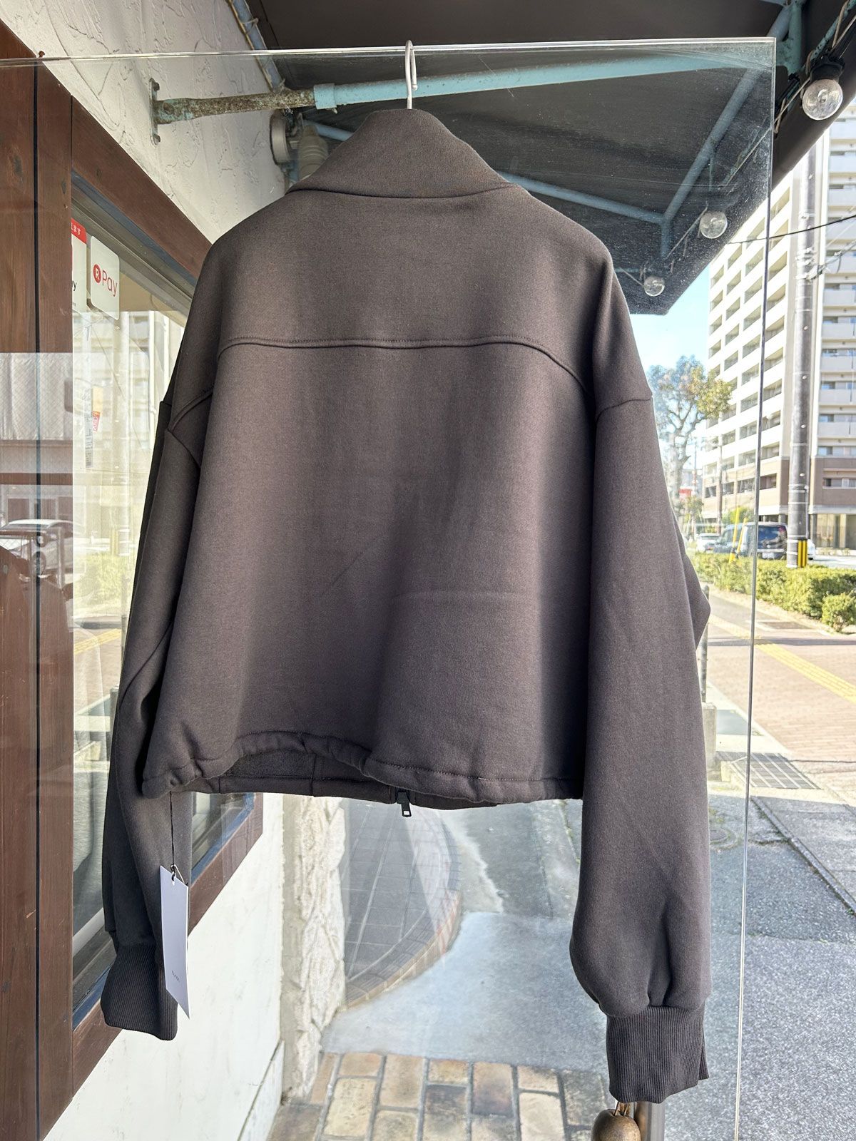 裏起毛 Wジップハイネックブルゾン チャコール