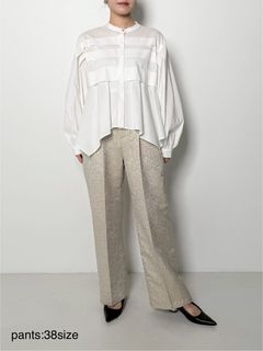 [3856-453MK] ジャガードストレートパンツ ベージュ