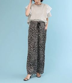 レオパードワイドパンツ ブラック