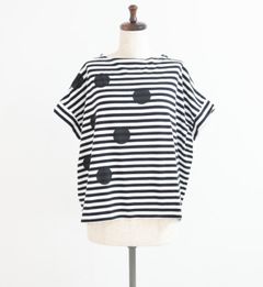 タリー天然ボーダーT オフxブラック