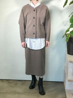 ウールライクショートブルゾン モカ