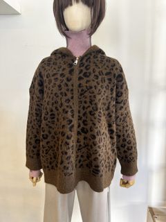 レオパードフードパーカー ブラウン