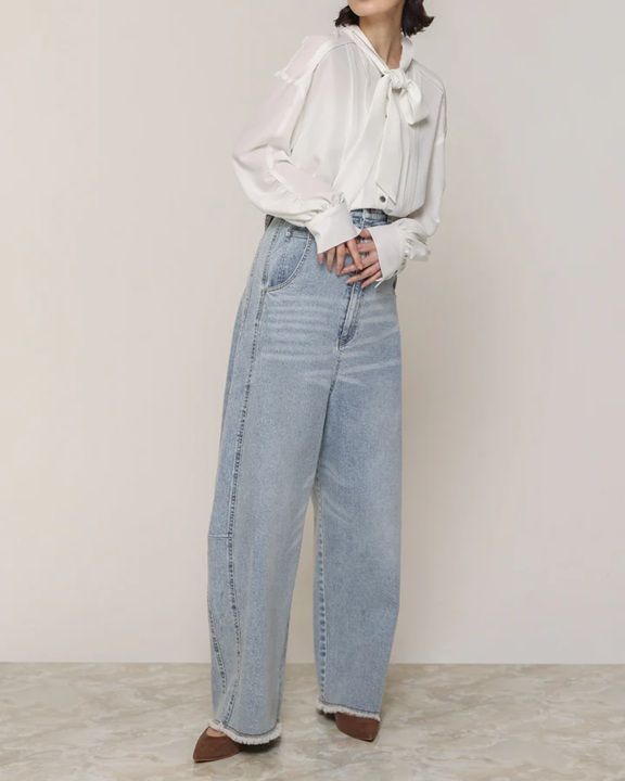 テンセルデニムバレルパンツ バイオウォッシュ