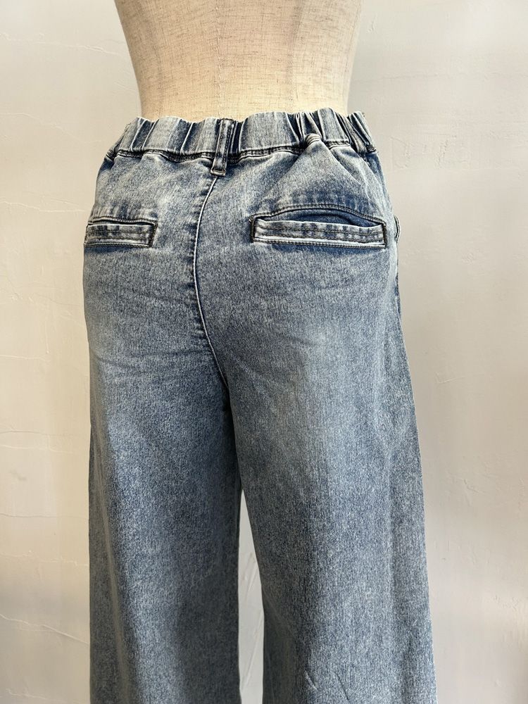 接触冷感ワイドデニムパンツ ブリーチ
