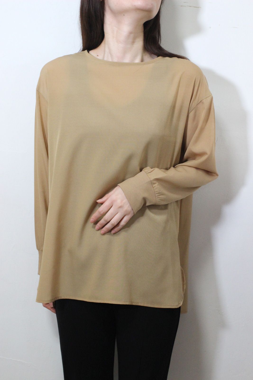デシン キャミ付きプルオーバー ベージュ