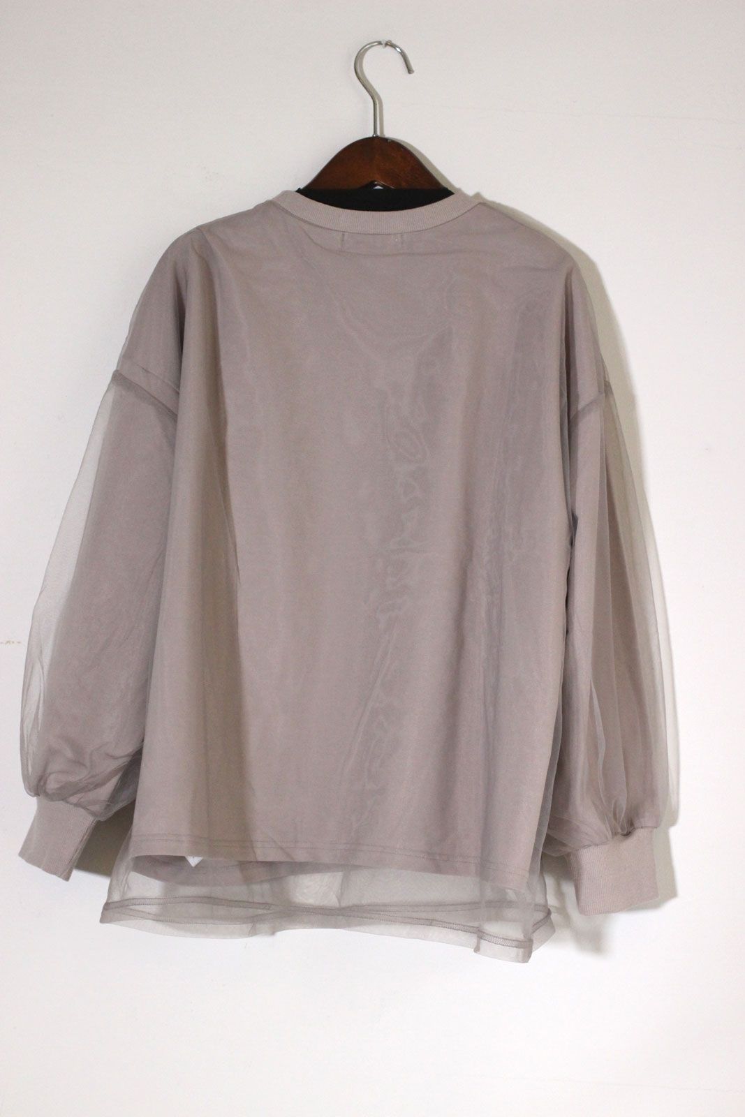 レイヤーチュールトップス ライトグレー