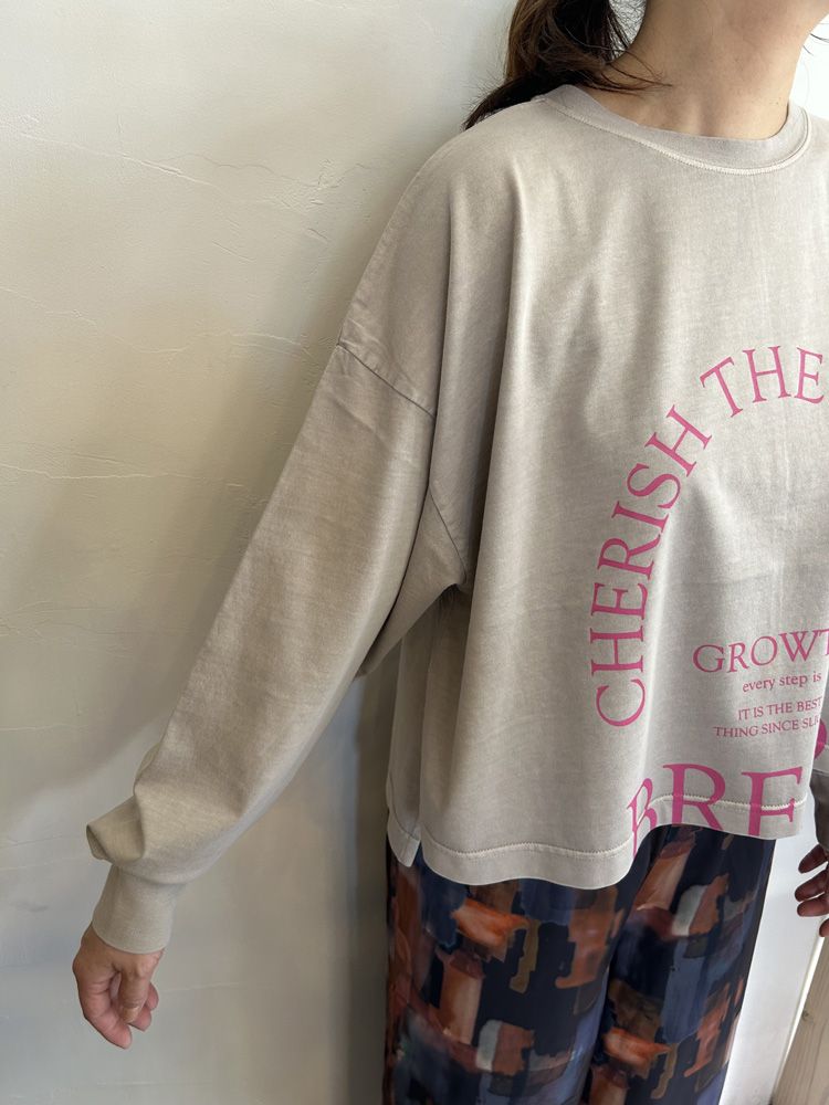 PYGMENT-DYED LOGO LONG T-SHIRT ベージュ