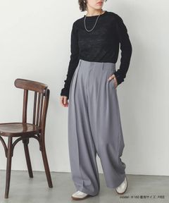 ストレッチポリツイルタックパンツ グレー