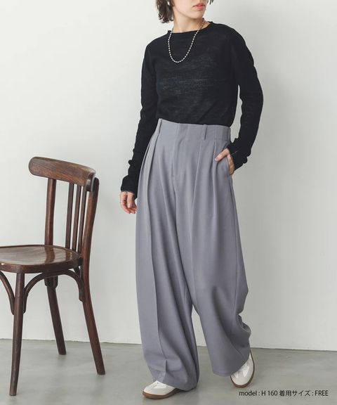 ストレッチポリツイルタックパンツ グレー