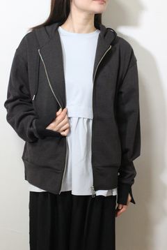 リブダブルジップパーカー チャコール